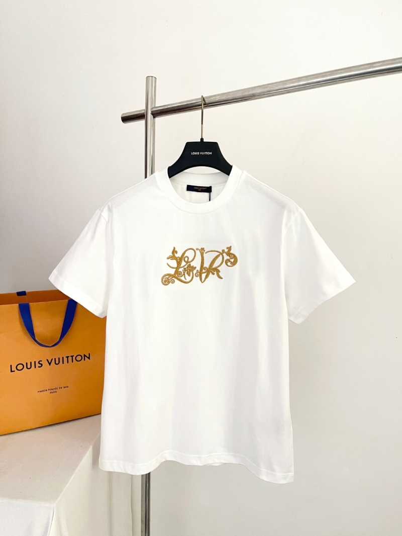 Louis Vuitton White Gold-Embroidered Baroque Crewneck T-Shirt