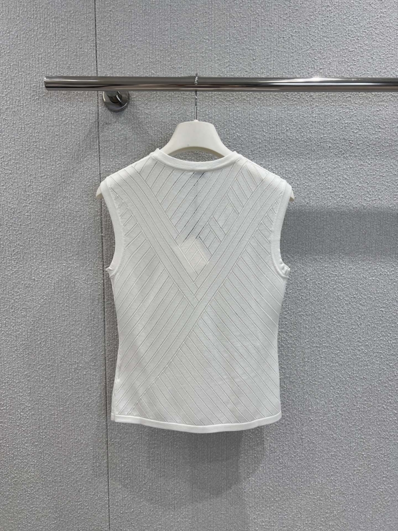 Loewe White Totem Embroidery Knit Vest - Luxe Spring Style