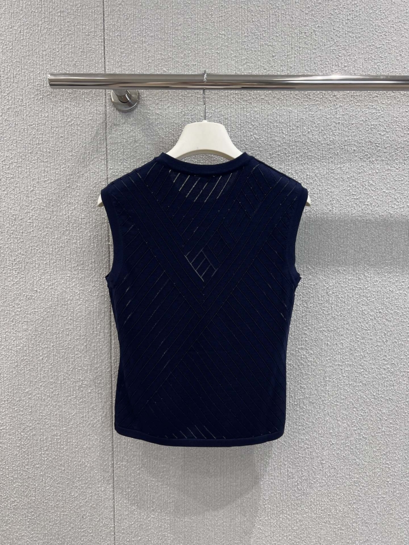 Loewe 25SS Spring Summer Deep Blue Totem Embroidery Knit Vest - Exclusive Luxe Design
