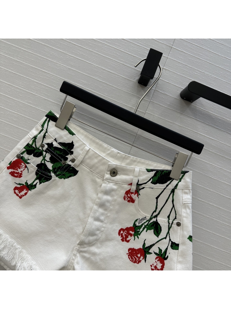 Loewe Paula’s Ibiza Rose Print Vintage Denim Shorts