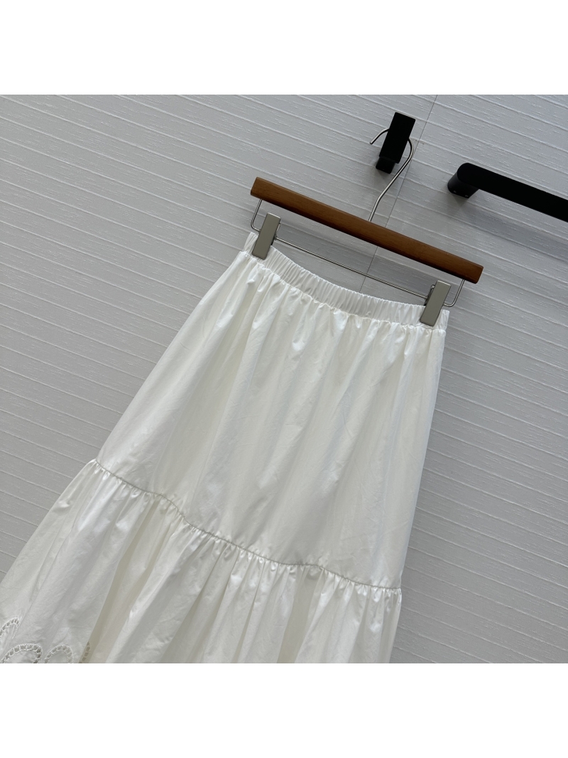 Loewe Elegant Hollow Logo Embroidery Long Midi Skirt - Luxe French Riviera Style