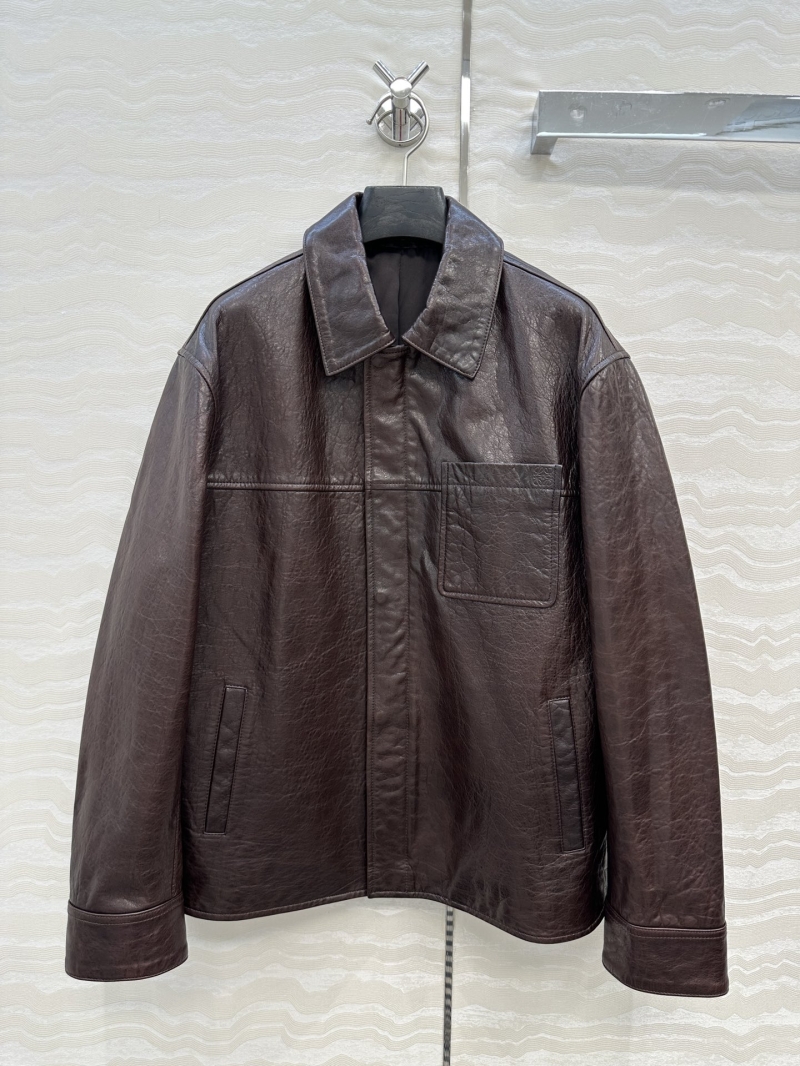 Loewe Unisex Luxe Leather Jacket Dark Coco Limited Edition - Chic & Versatile Sheepskin Outerwear