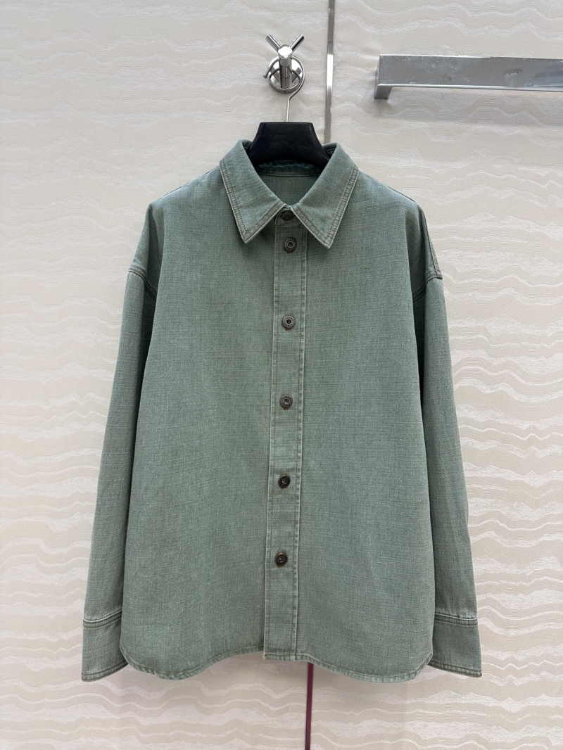 Loewe Exclusive Distressed Green Denim Shirt Jacket - Unisex Luxury Two-Way Wear