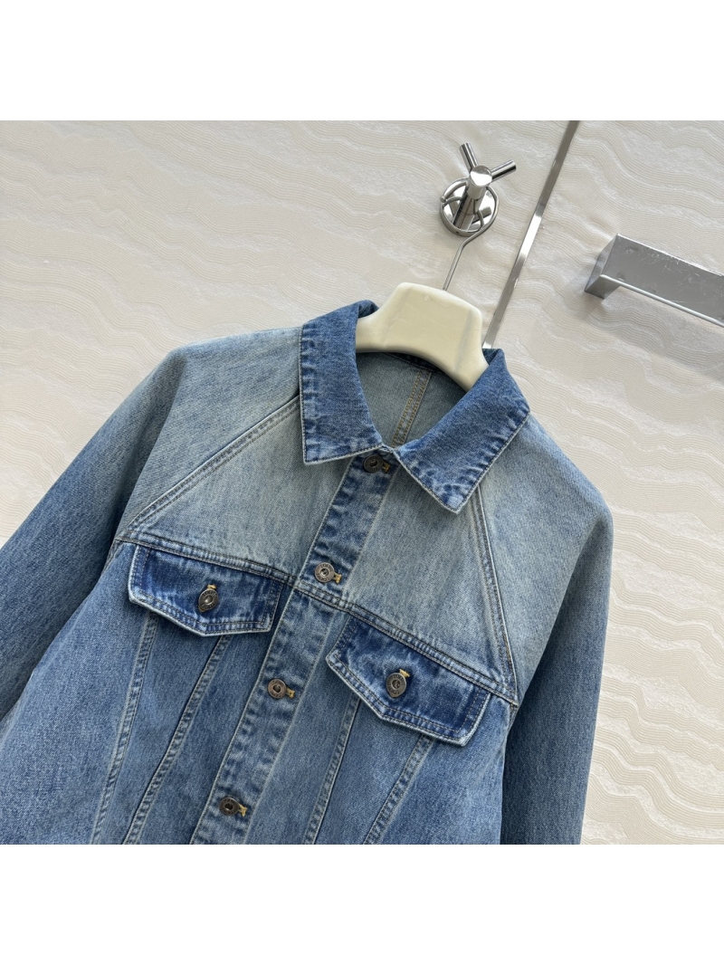 Loewe Exclusive Retro Washed Blue Denim A-Line Jacket - Oversized Modern Chic