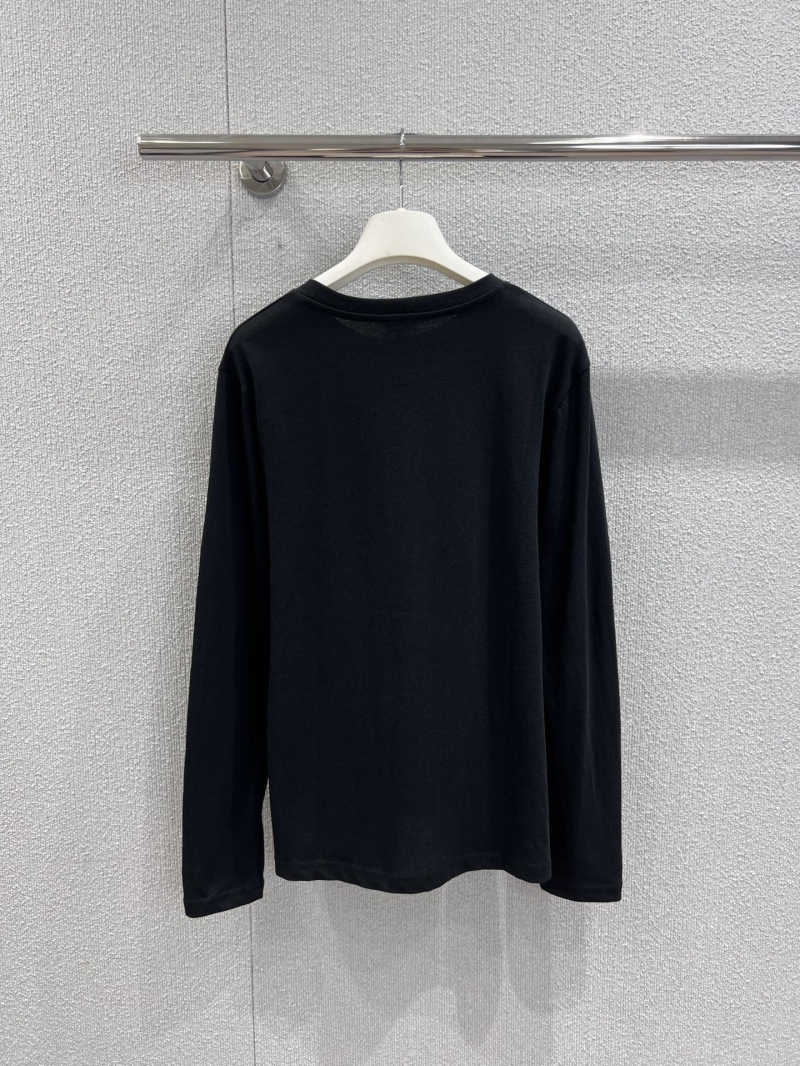 Loewe Early Autumn Collection Embroidered Logo Ribbed Long-Sleeve T-Shirt in Black