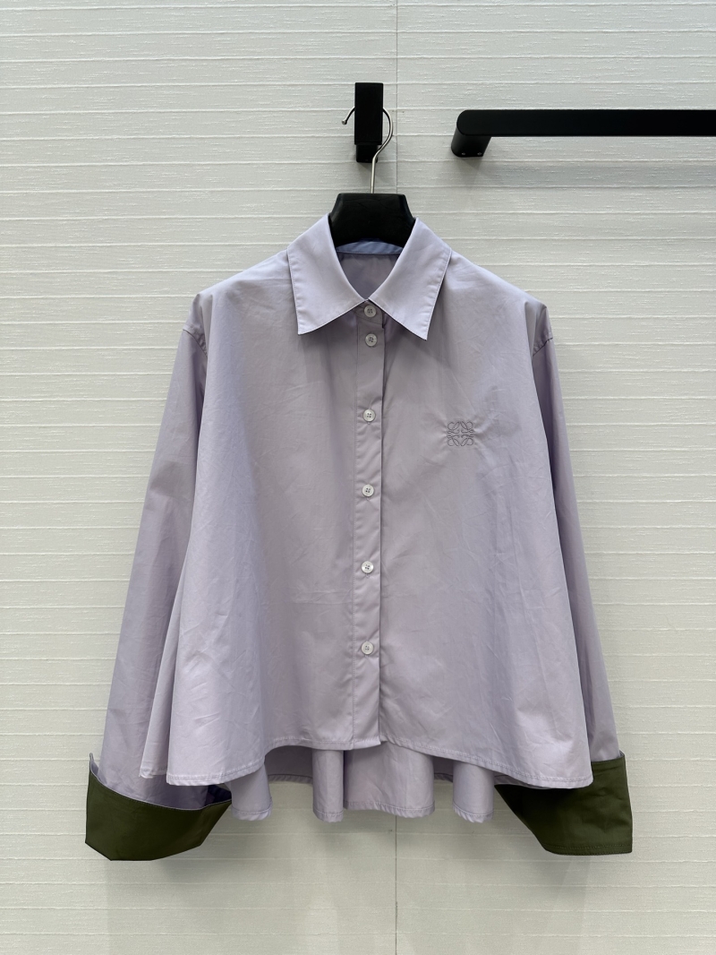 Loewe Early Autumn Exclusive A-Line Color-Block Shirt in Green and Purple