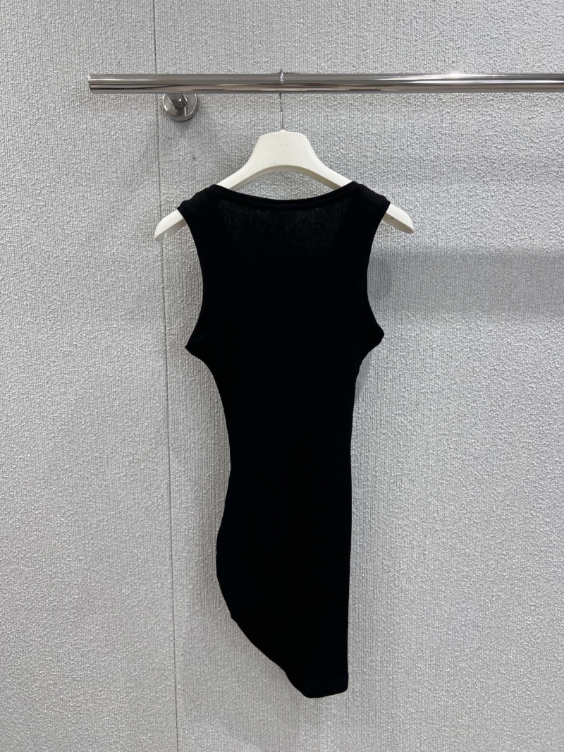 Loewe Black Sleeveless Dress with Gold Buckle Detail - Luxe Ribbed Fitted Silhouette