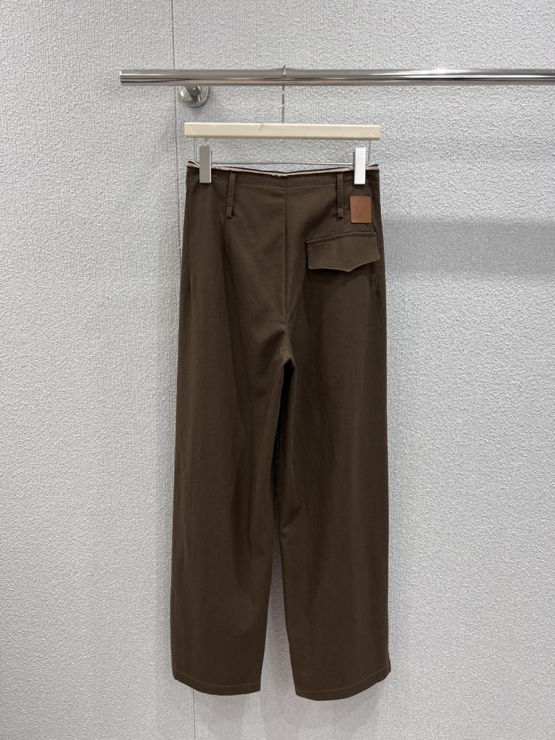 Loewe 25Fw Early Autumn Contrast Waistband Casual Trousers in Deep Brown