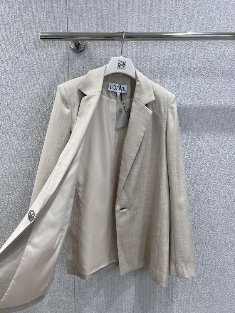 Loewe Early Autumn Earth Tone Blazer | Asymmetric Cut | Single Silver Button | Luxe Draping Fabric