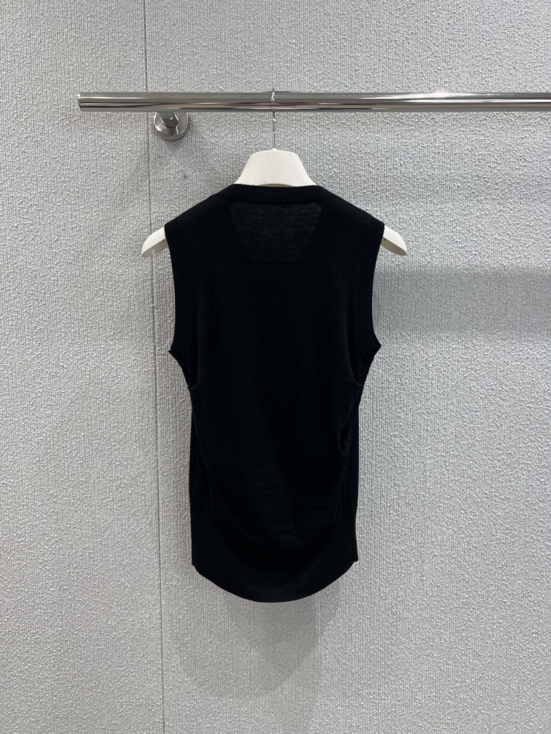 Loewe Early Autumn Round Neck Sleeveless Knit Vest in Black - Luxe Cashmere & Silk Blend