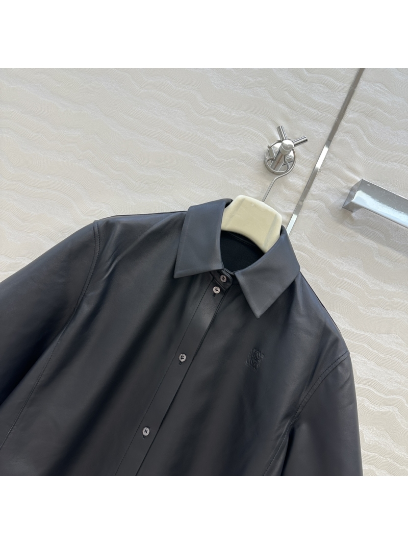 Loewe Limited Edition Flared Lambskin Shirt: Sleek, Slenderizing, and Playfully Chic in Matte Black