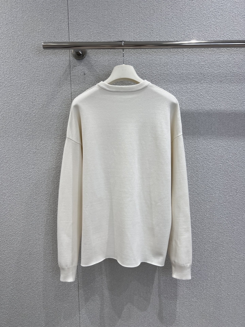 Loewe 25FW Early Autumn Luxe Cotton-Blend Knit Sweater with Signature Pocket Detail, Off-White
