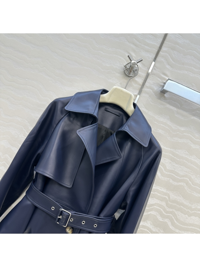 Loewe Retro-Modern Chic Leather Jacket in 100% Premium Lamb Leather with Belted Balloon Waist