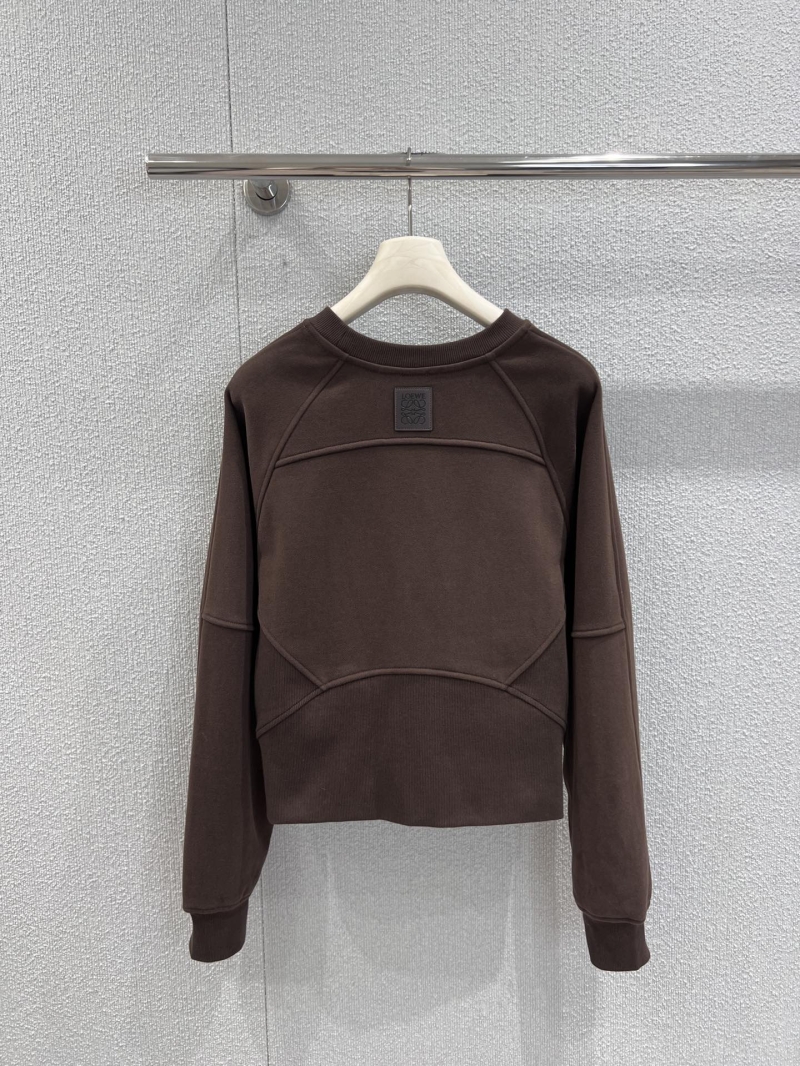 Loewe Minimalist Cropped Hoodie in Chocolate Brown | High-Density Fleece, Raglan Sleeves, Cropped Fit