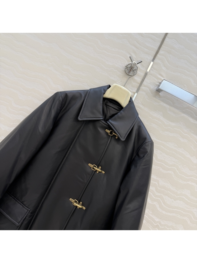 Loewe Quilted Lamb Leather Down Coat – Vintage Aviation Toggle, Relaxed H-Silhouette