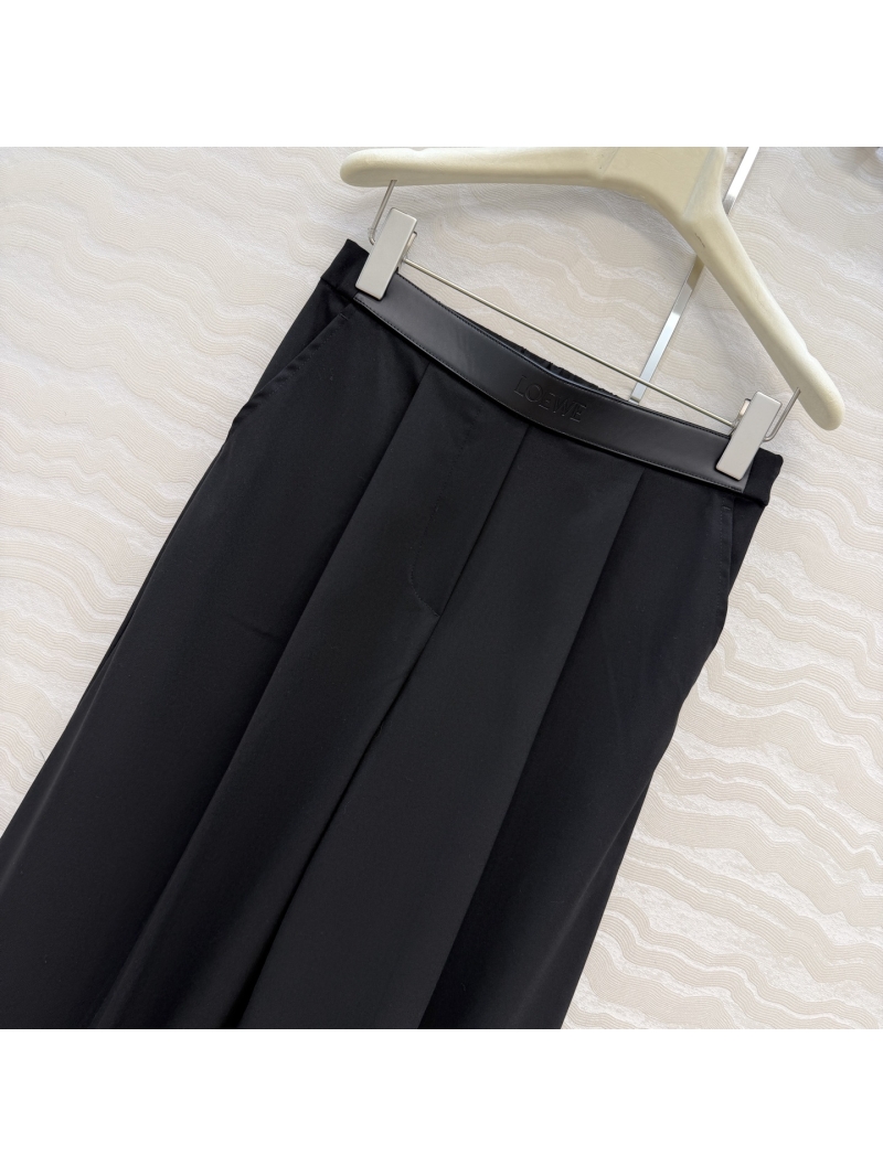 Loewe Custom-Woven Wool-Blend Wide-Leg Trousers | Tailored High-Waist | Leather-Belt Detailing