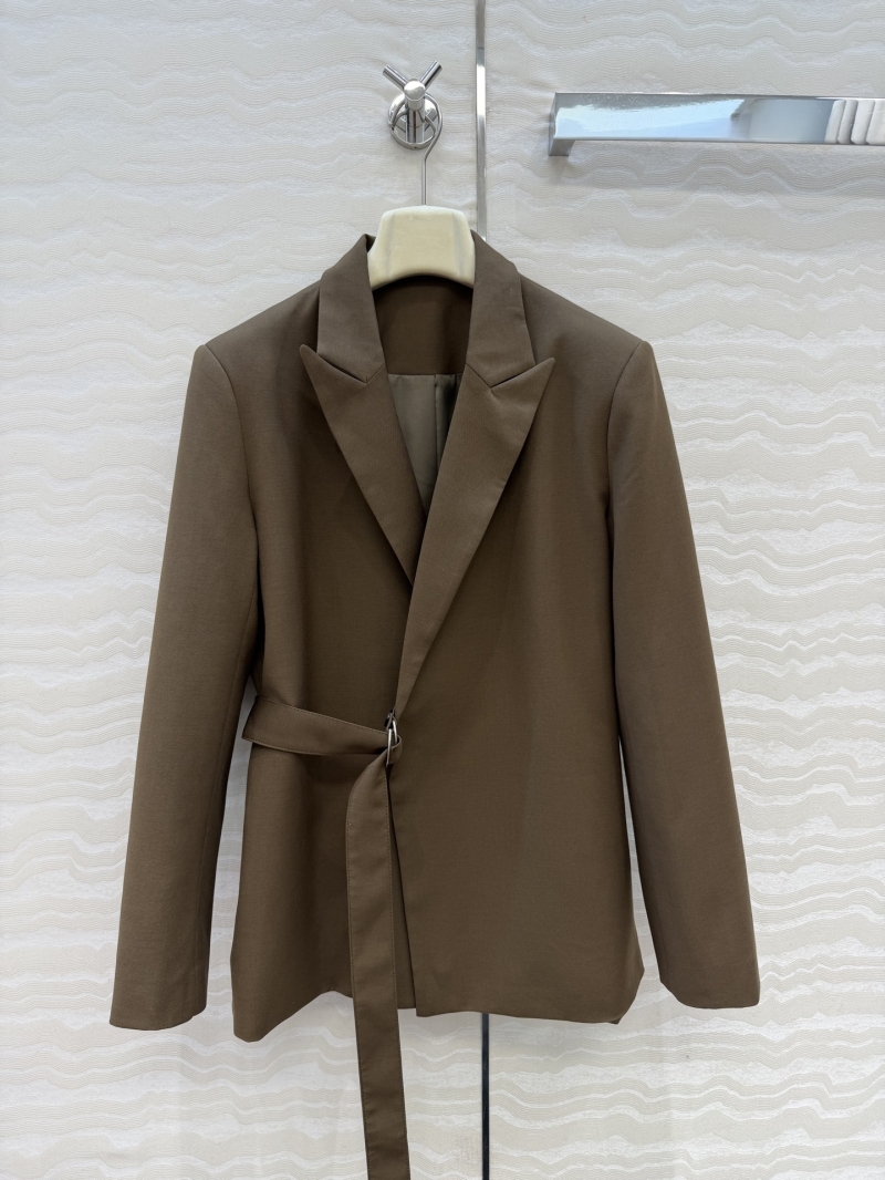 Loewe Custom-Spun Wool Blazer – Asymmetrical Side Buckle Belt, Tailored Fit