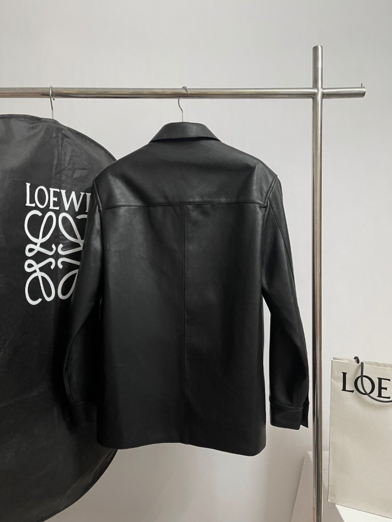 Loewe Limited Edition Black Leather Shirt Jacket | Imported Lambskin & Signature Anagram Detail