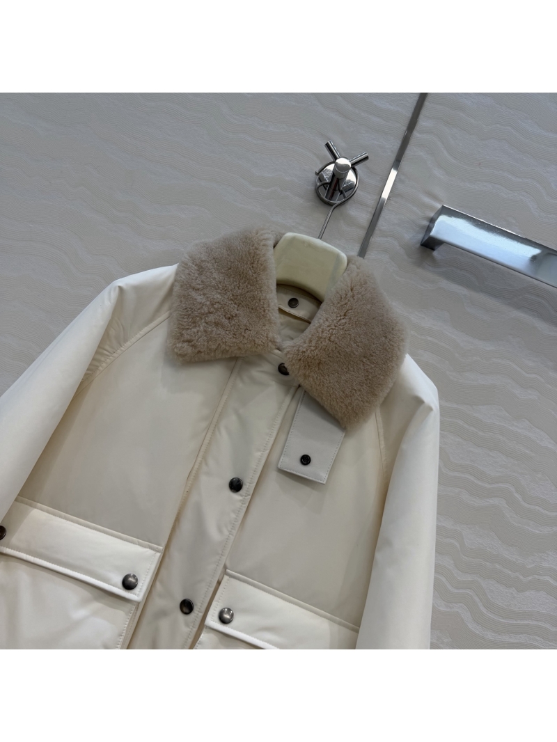 Loewe Shearling-Trimmed Down Jacket | Luxe Memory Silk & 90% White Duck Down Puffer