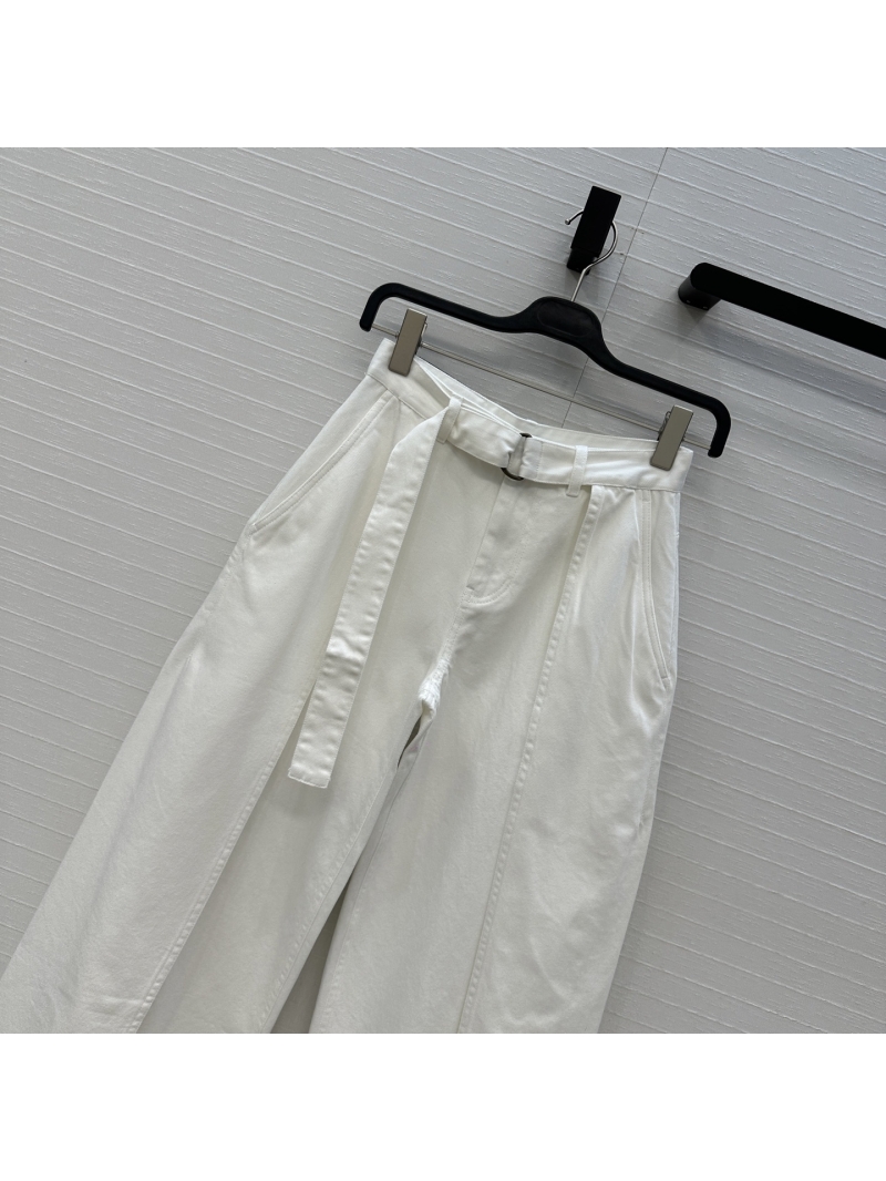 Loewe Signature Imported Washed Cotton Deconstructed Wide-Leg Trousers