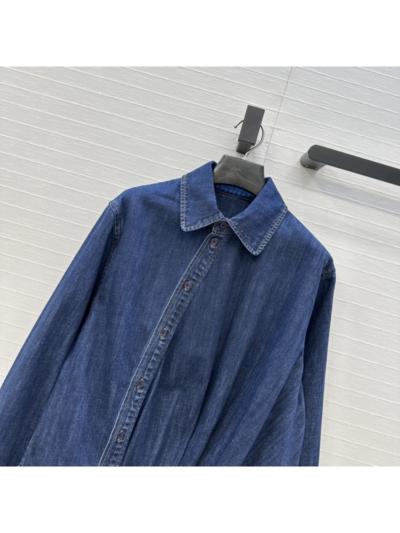 Loewe Deconstructed Asymmetrical Pure Cotton Washed Denim Jacket in Indigo Blue
