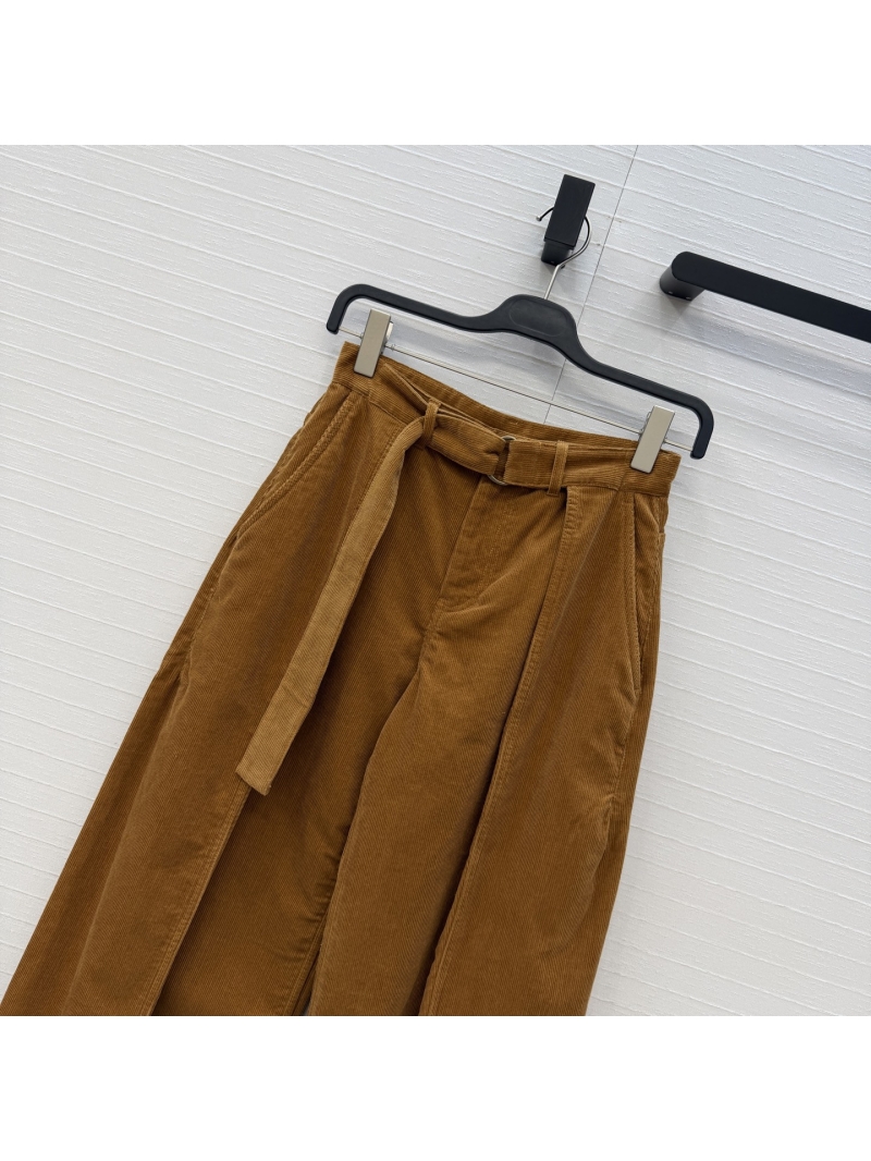 Loewe Washed Corduroy Structured Wide-Leg Trousers in Camel