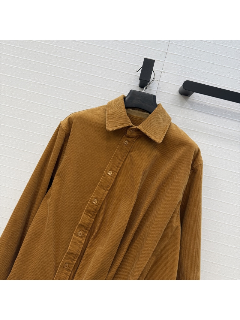 Loewe Signature Deconstructed Washed Corduroy Cropped Jacket in Amber Brown