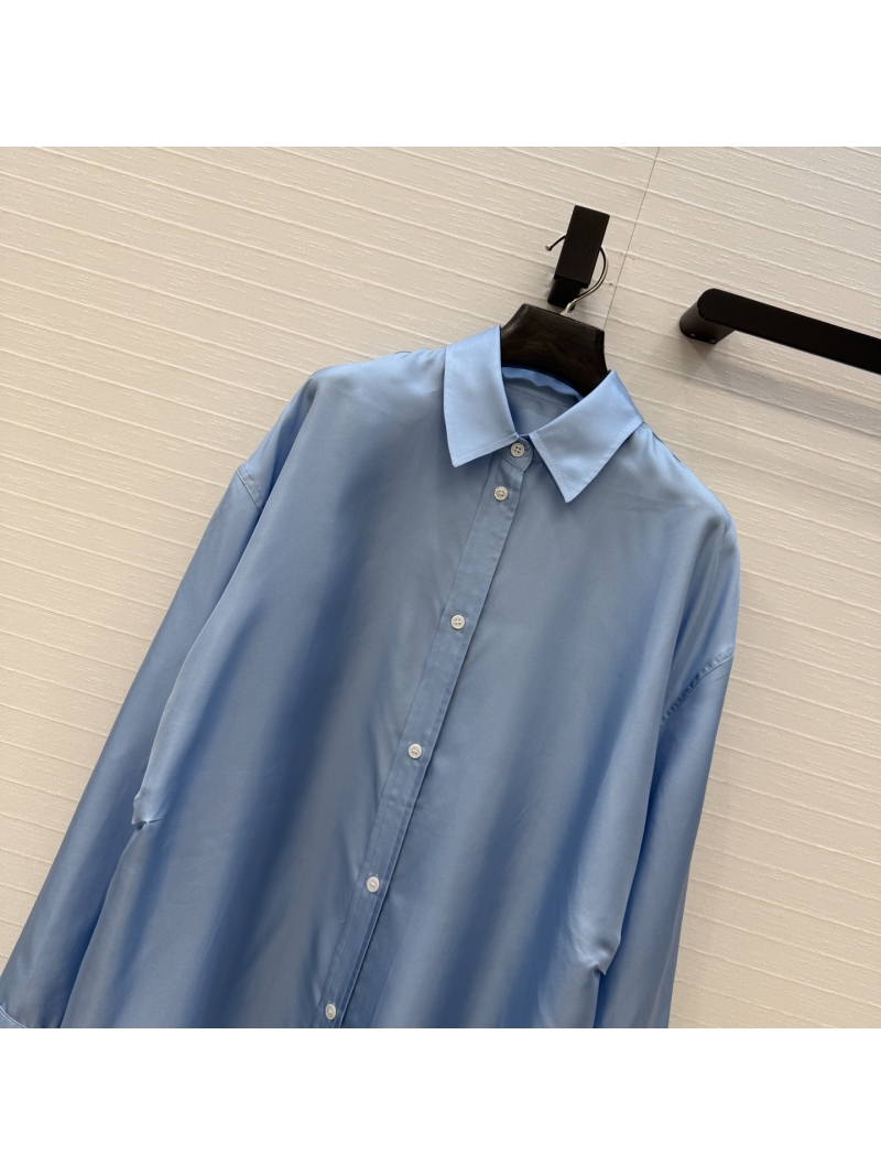 Loewe 100% Real Silk Twill Oversized Shirt in Sky Blue
