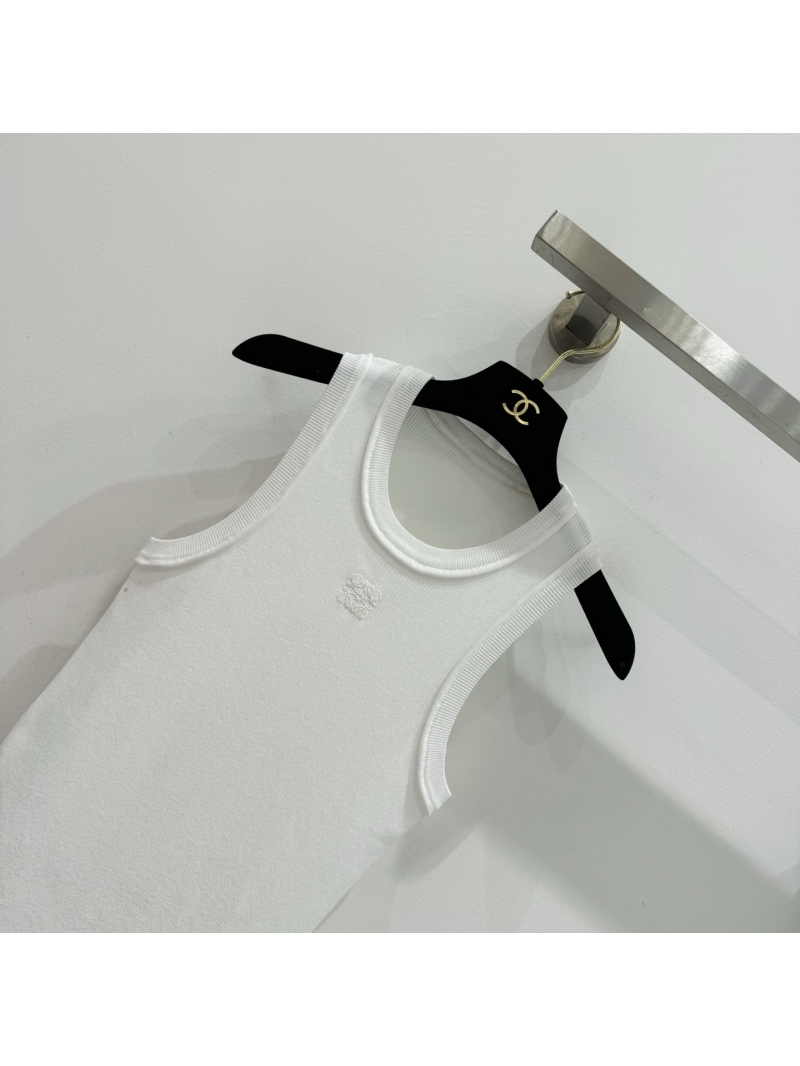 Loewe Anagram Embroidered Ribbed Tank Top in Bright White - Timeless Minimalist Luxe