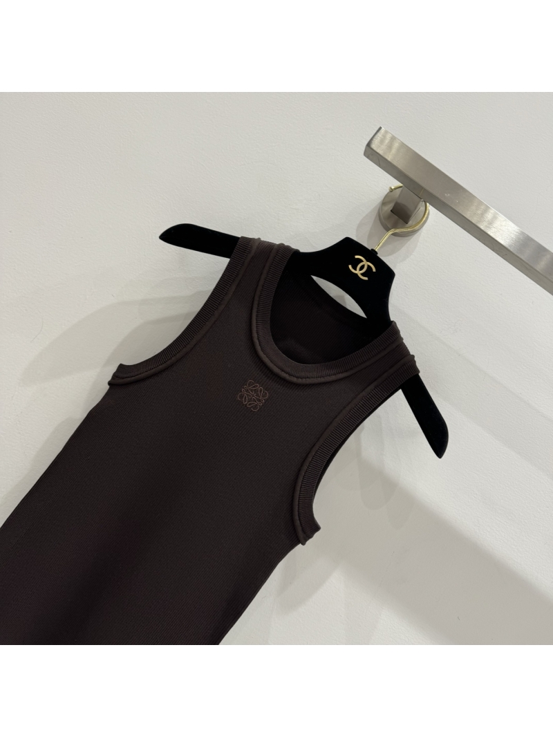 Loewe Anagram Embroidered Ribbed Tank Top in Dark Chocolate Brown