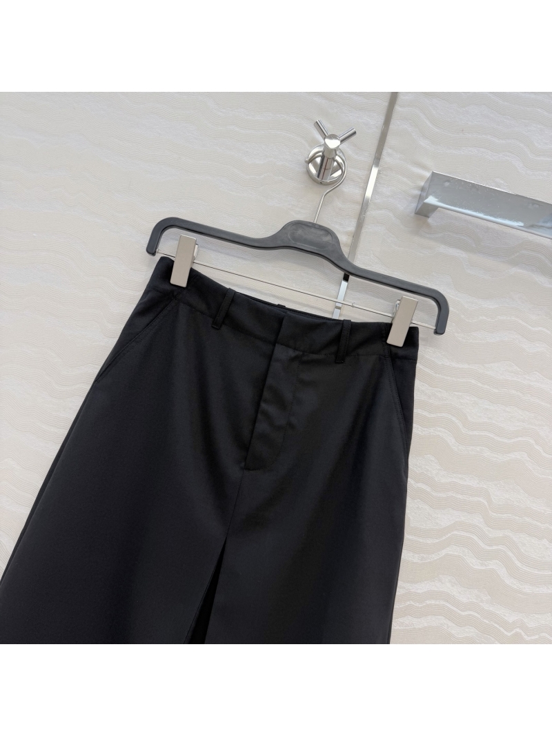 Loewe Fine-Spun Wool A-Line Inverted Pleat Midi Skirt in Black