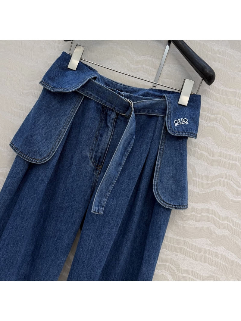 Loewe 100% Cotton Enzyme-Washed Tapered Wide-Leg Jeans in Vintage Blue