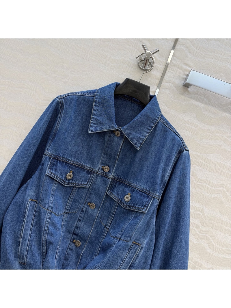 Loewe 100% Pure Cotton Enzyme Wash Curved Sleeve Denim Jacket in Vintage Blue