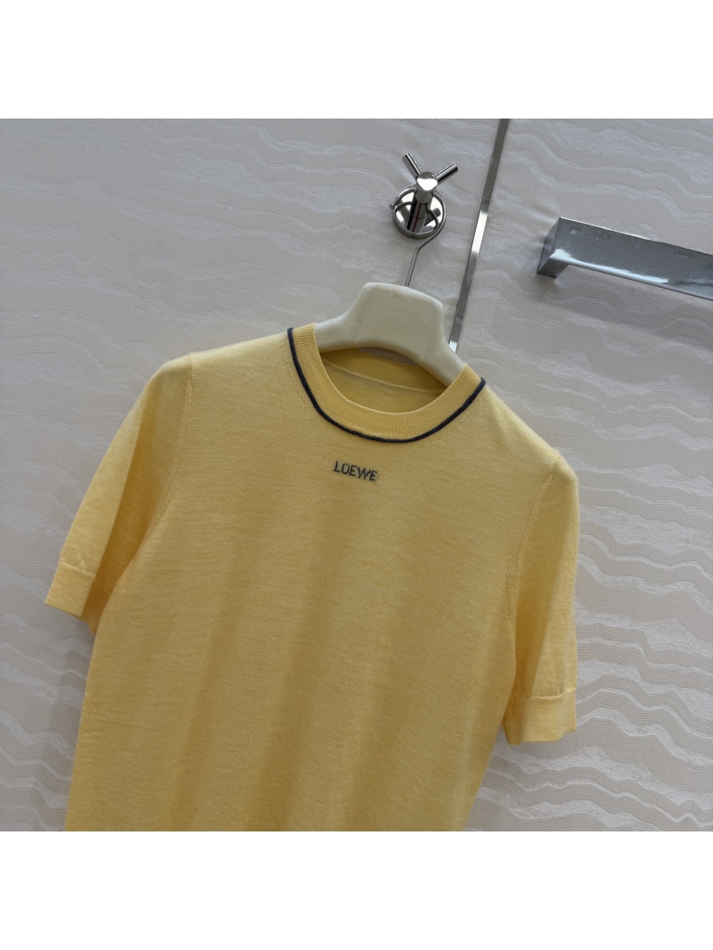Loewe 100% Merino Wool 18-Gauge Knit Short-Sleeved Top in Primrose Yellow