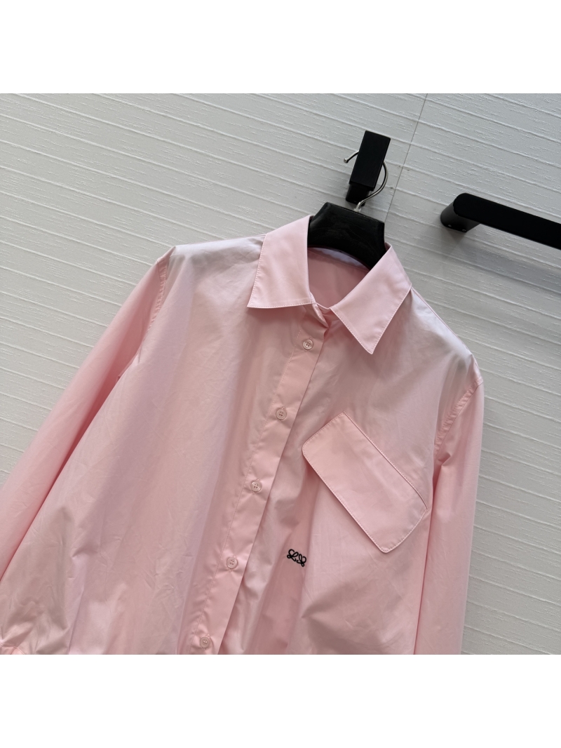 Loewe Lightweight Poplin Cropped Shirt Jacket with Anagram Embroidery and Adjustable Hem