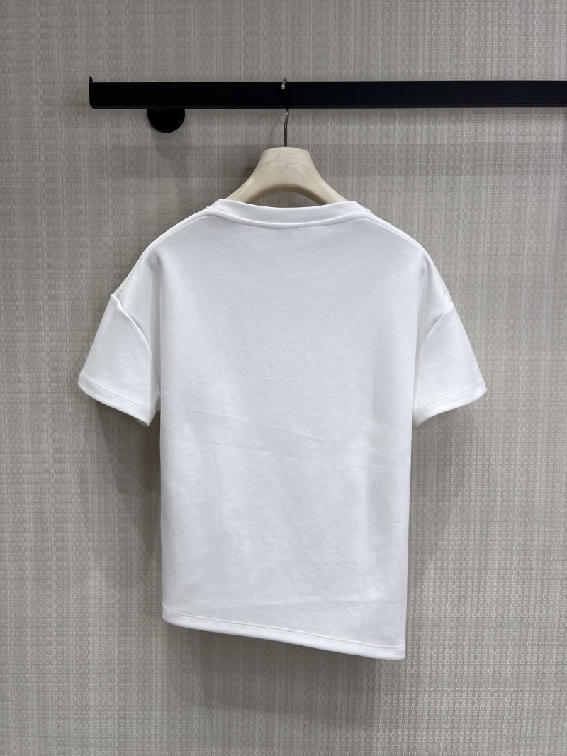 Loewe Asymmetrical Anagram Embroidered Cotton T-Shirt in Minimalist White