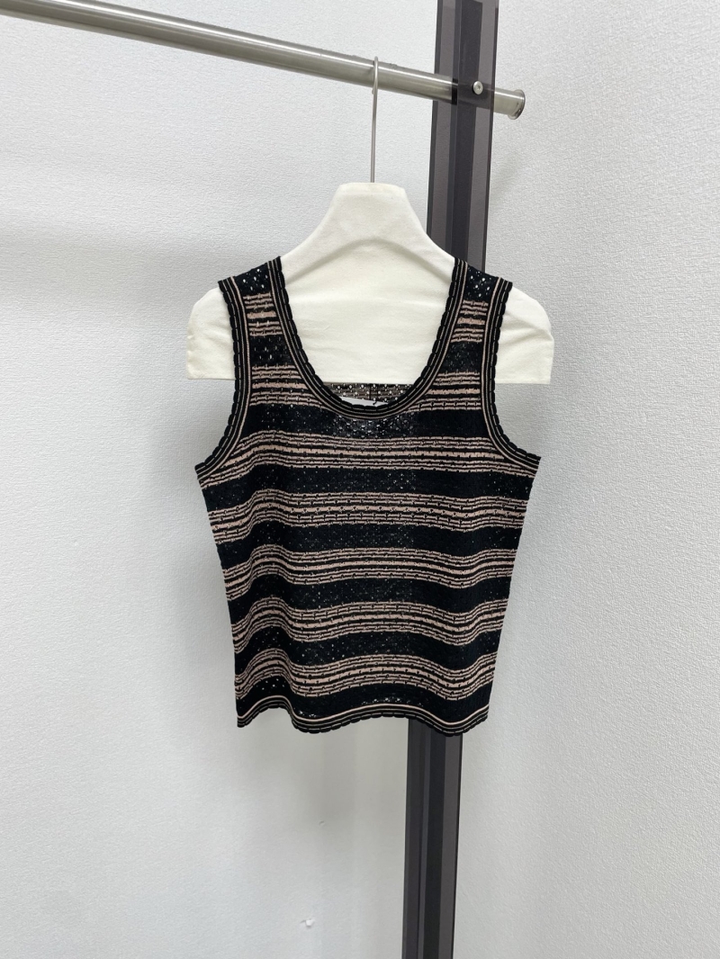 Loewe Striped Pointelle Knit Tank Top - Yellow/White & Black/Beige