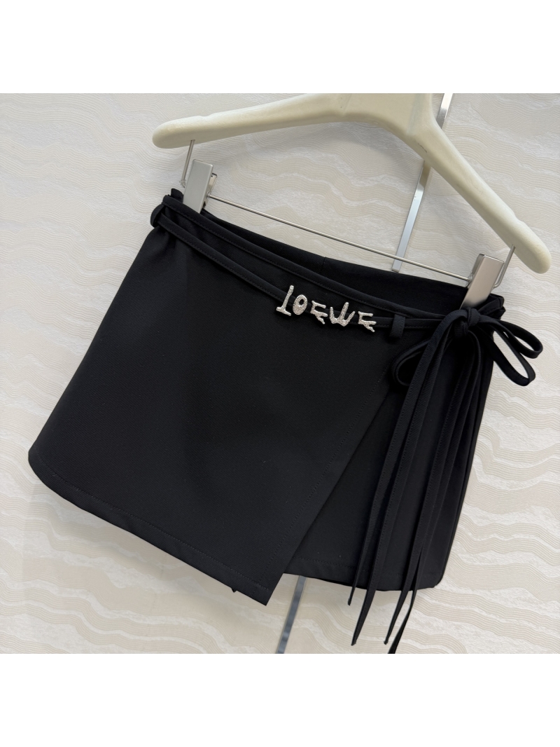 Loewe Paula's Ibiza Collection Black Twill Wrap Skort with Signature Metal Logo