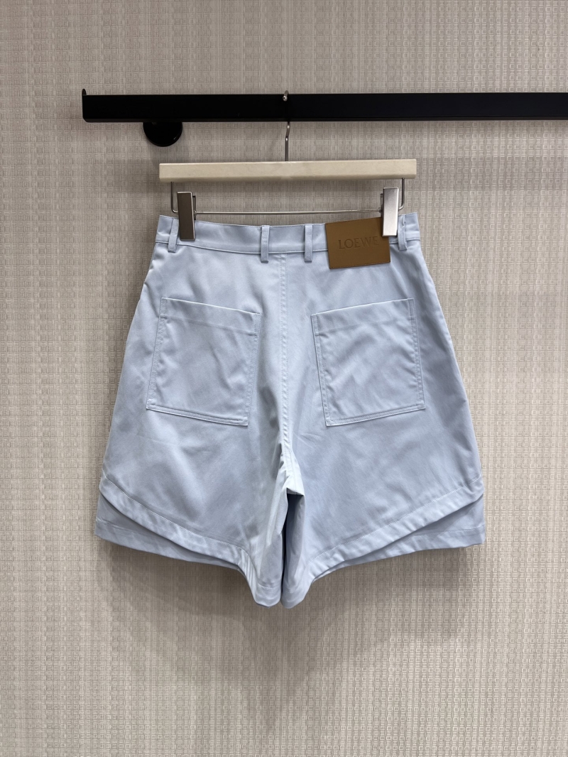 Loewe Icy Blue Deconstructed Wide-Leg Shorts - High-Waisted A-Line Culottes
