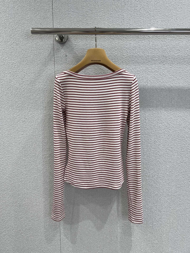 Miu Miu Luxe Off-Shoulder Tencel Wool Striped Top in Pink