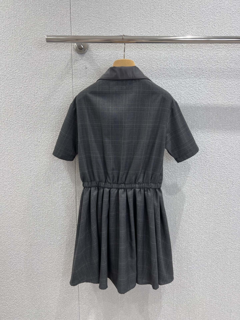 Miu Miu Early Fall 2025 Gray Prince of Wales Plaid Pleated Dress