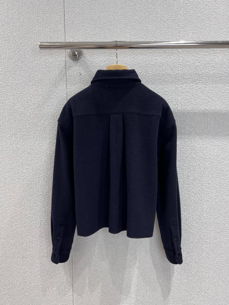 Miu Miu 25FW Wool Cropped Shirt Jacket in Deep Navy Blue