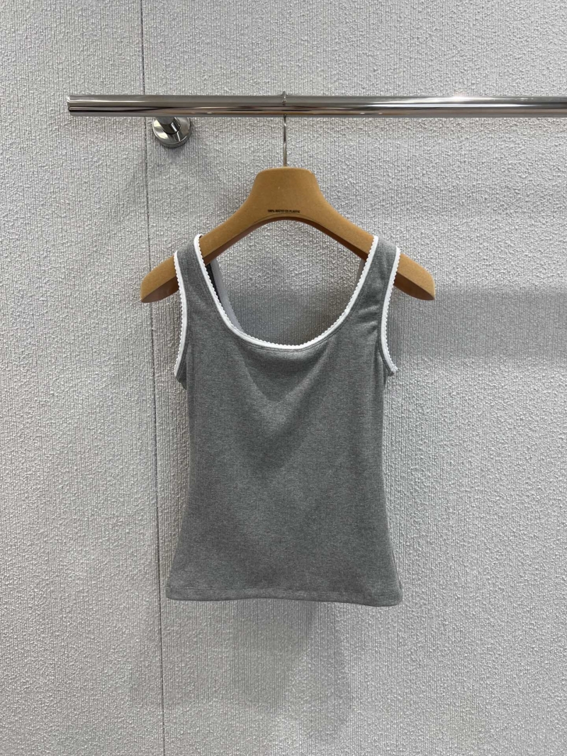 Miu Miu 25SS Spring Summer Lace Trim Logo Tank Top