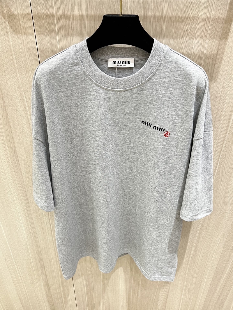 Miu Miu Unisex Gray Spring-Summer Heavyweight T-Shirt - Luxe Cotton Comfort