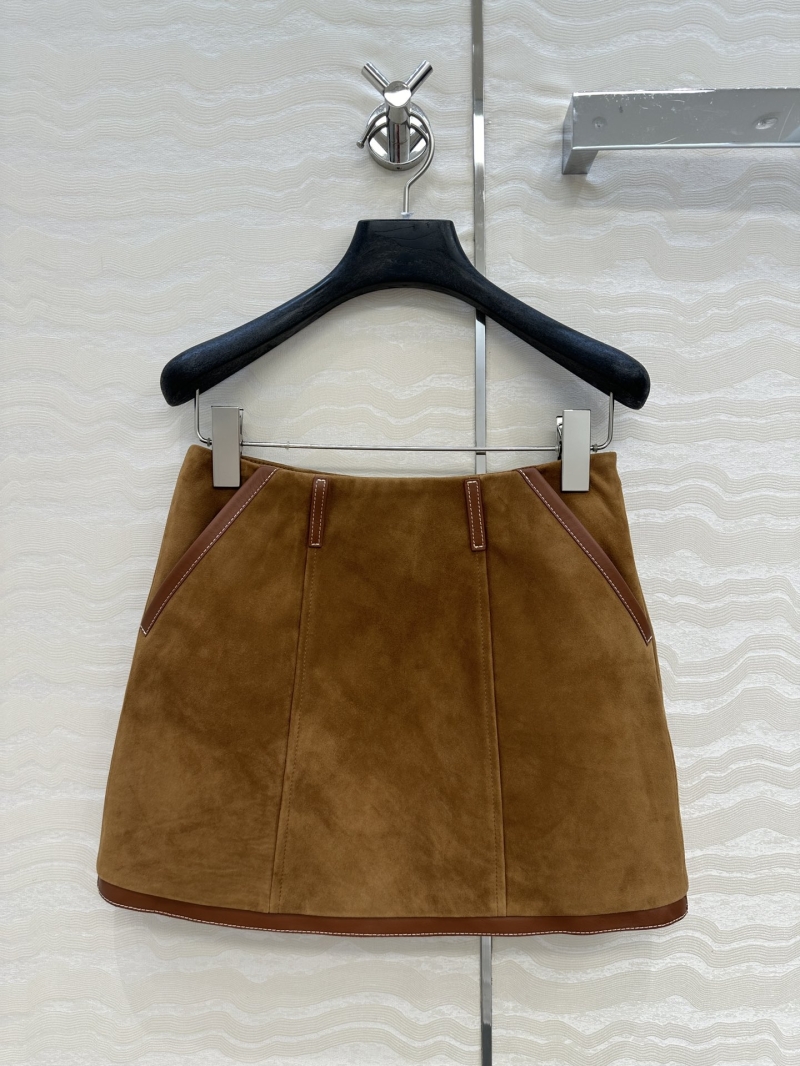 Miu Miu Luxe Suede Mini Skirt - Retro Brown Chic