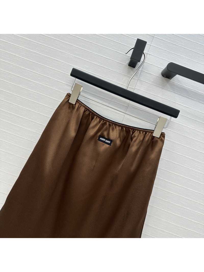 Miu Miu Early Spring Satin Lace-Trimmed A-Line Skirt - Luxe Pure Desire Style