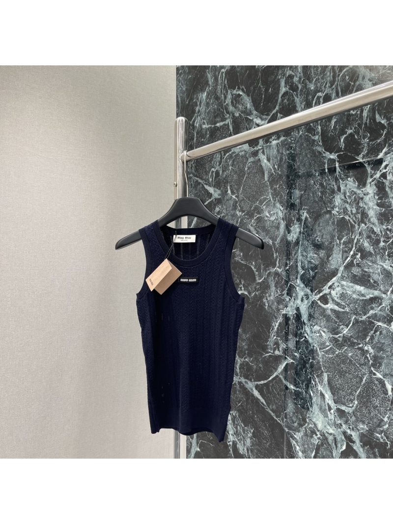 Miu Miu Summer 2023 Knitted Vest with Logo Emblem