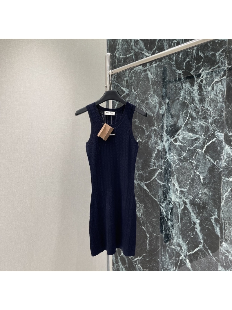 Miu Miu Summer 2023 Knitted Vest Dress with Signature Letter Badge - Elegant & Versatile
