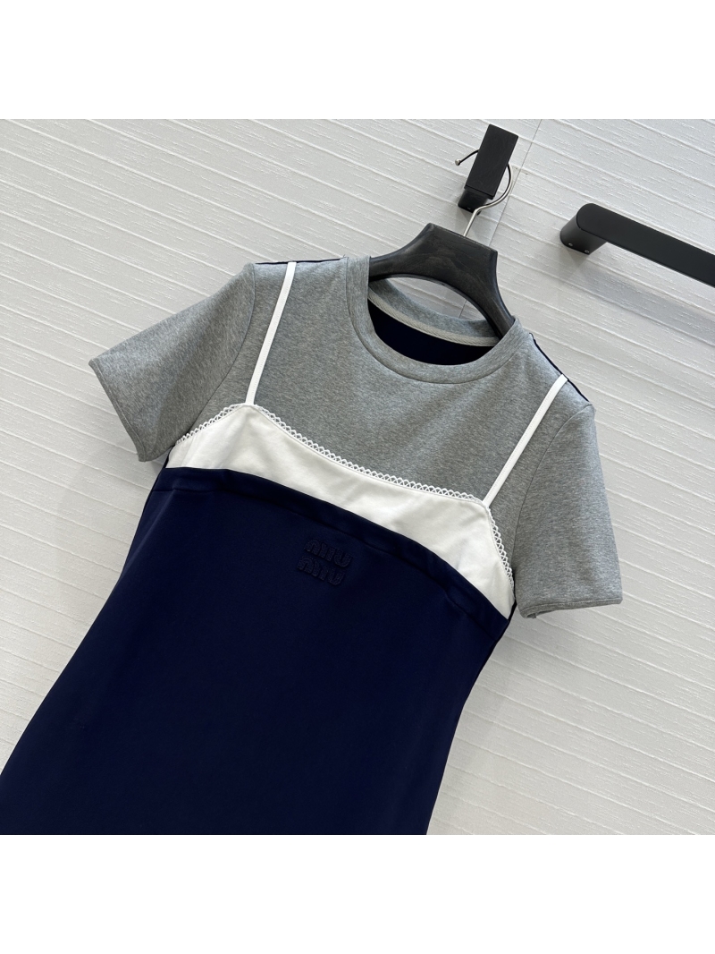 Miu Miu Sporty Chic Colorblock Faux Two-Piece T-Dress - Elegant & Slim Fit