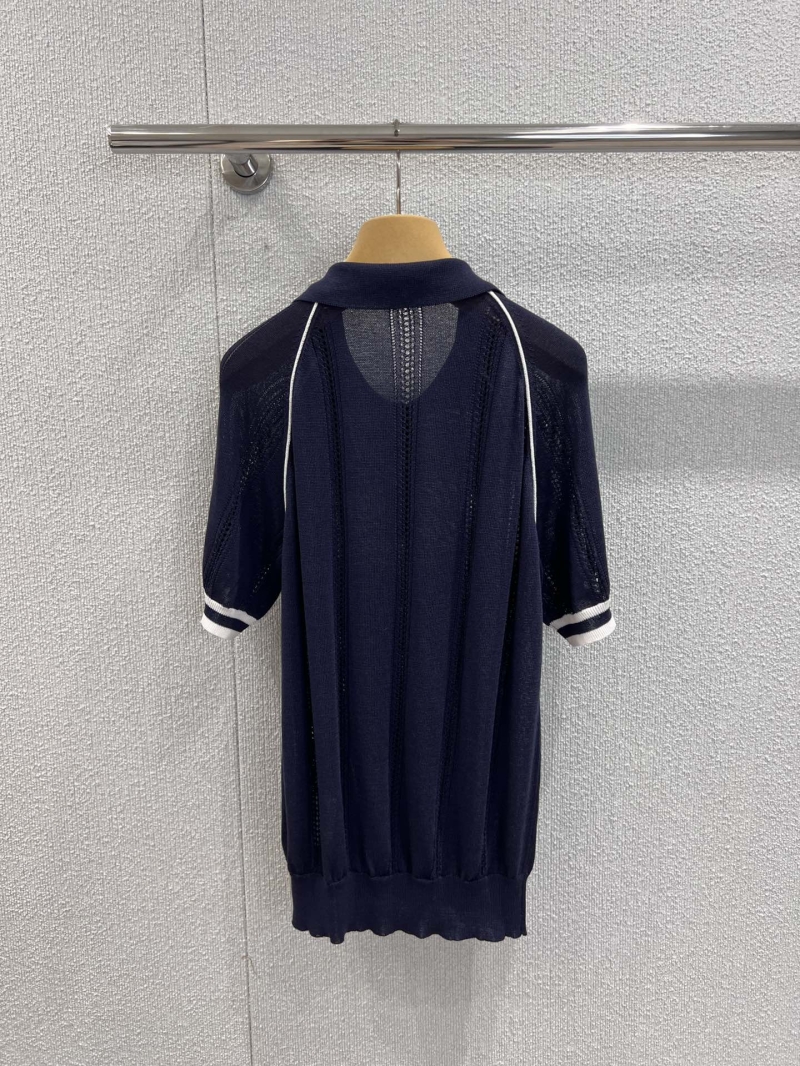 Miu Miu 25SS Spring Summer Knitted POLO Shirt - Exclusive Navy Blue Edition